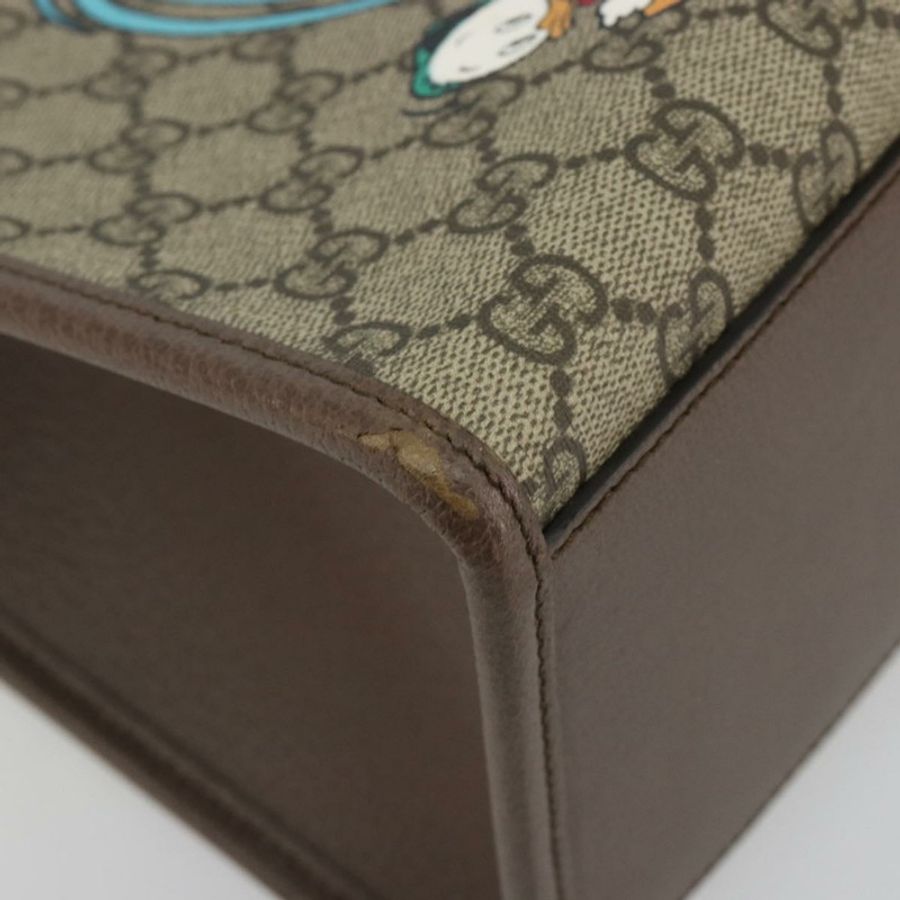 【日本直送】GUCCI GG Supreme 唐老鴨手提包 PVC 兩用 米色/金色 648134 正品 190456M-15