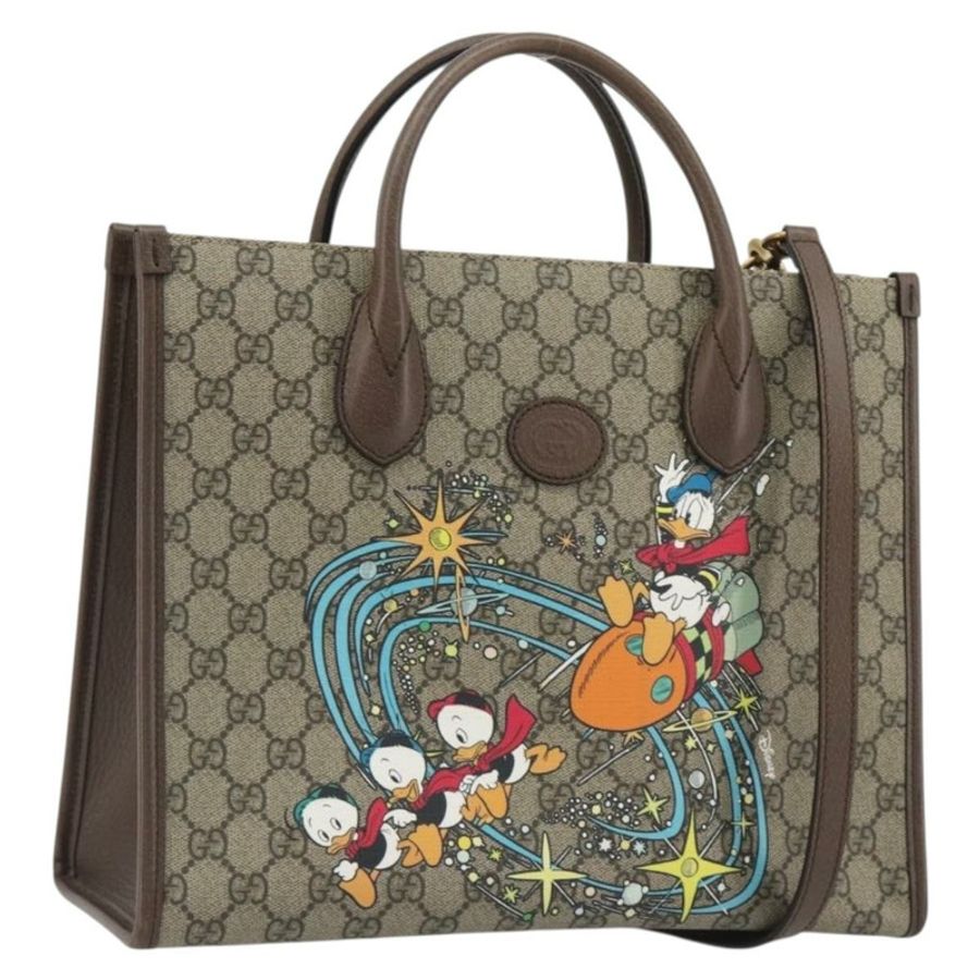 【日本直送】GUCCI GG Supreme 唐老鴨手提包 PVC 兩用 米色 金色 648134 正品 ep15080M-0