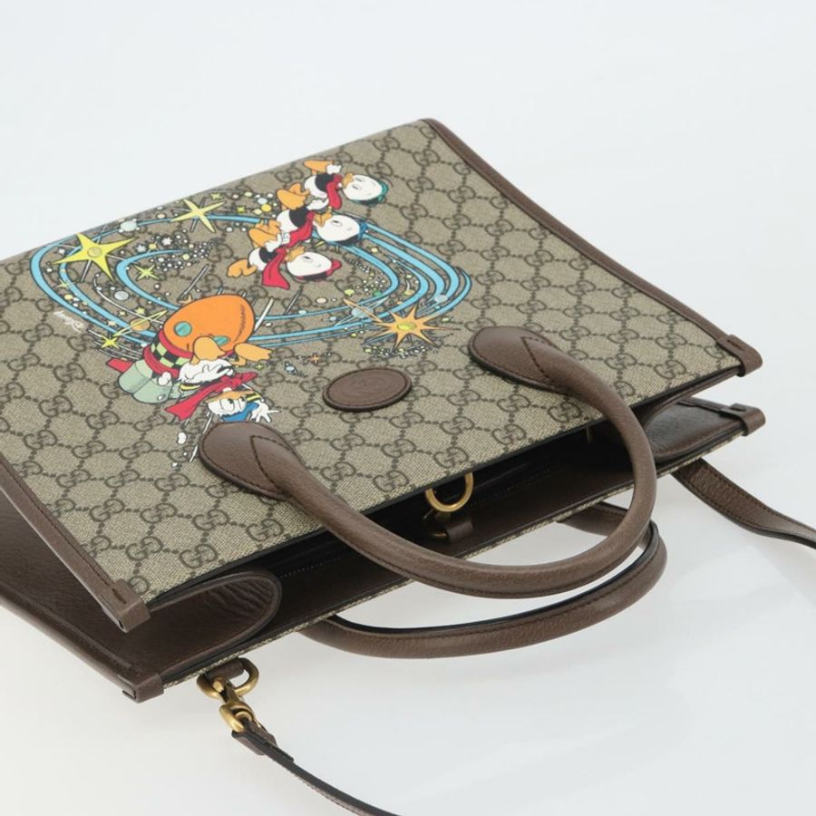 【日本直送】GUCCI GG Supreme 唐老鴨手提包 PVC 兩用 米色 金色 648134 正品 ep15080M-5