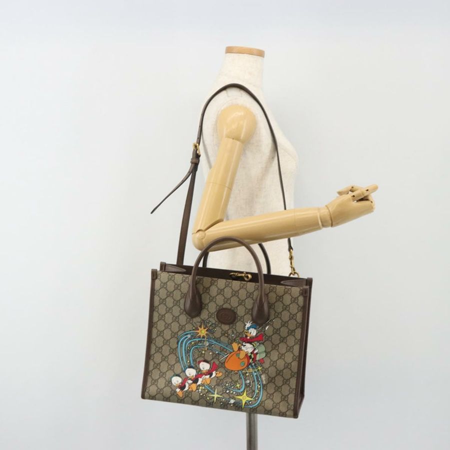 【日本直送】GUCCI GG Supreme 唐老鴨手提包 PVC 兩用 米色 金色 648134 正品 ep15080M-25