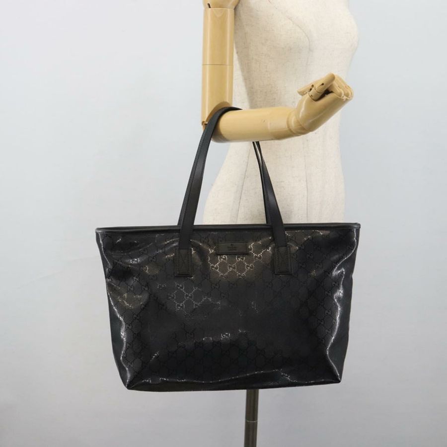 【日本直送】GUCCI GG 經典手提包 PVC 皮革 黑色 211137 正品 BA13986A-21