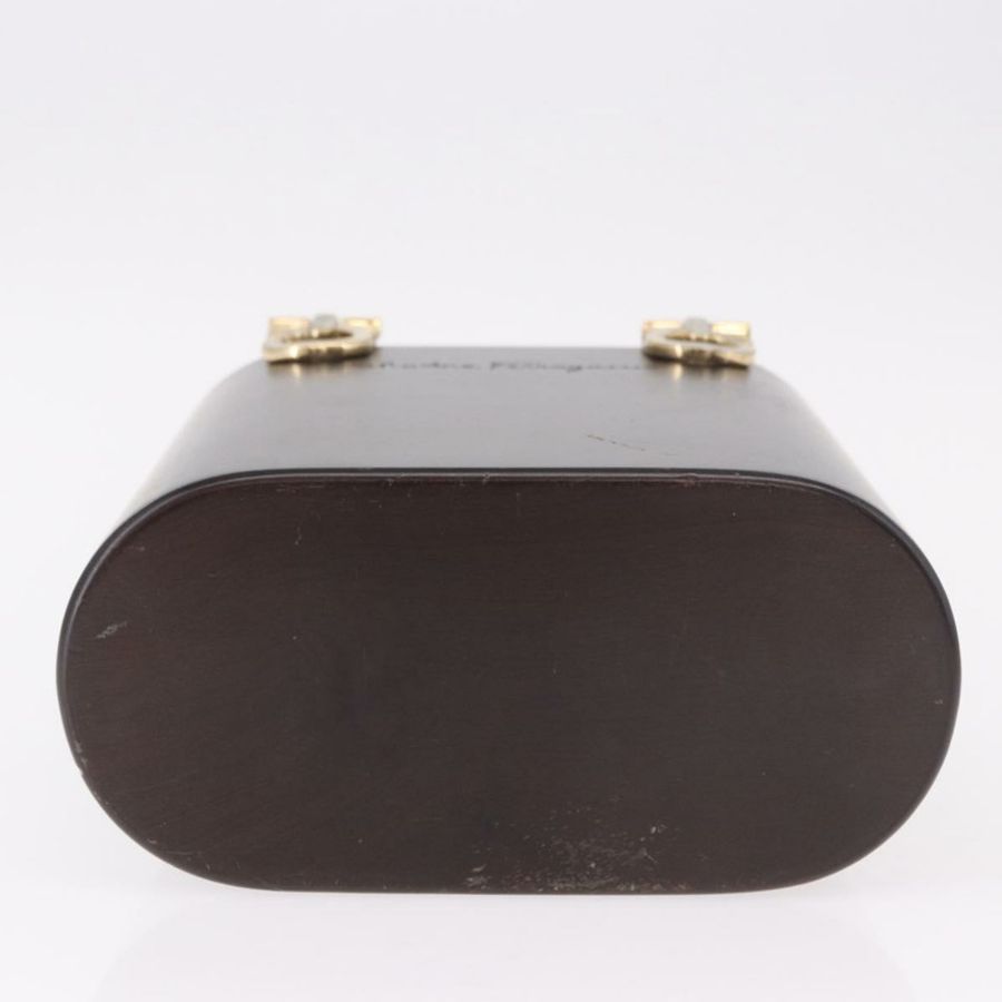 【日本直送】Salvatore Ferragamo Gancini 手提包,木棕色,金色,正品,貨號 191507V-4