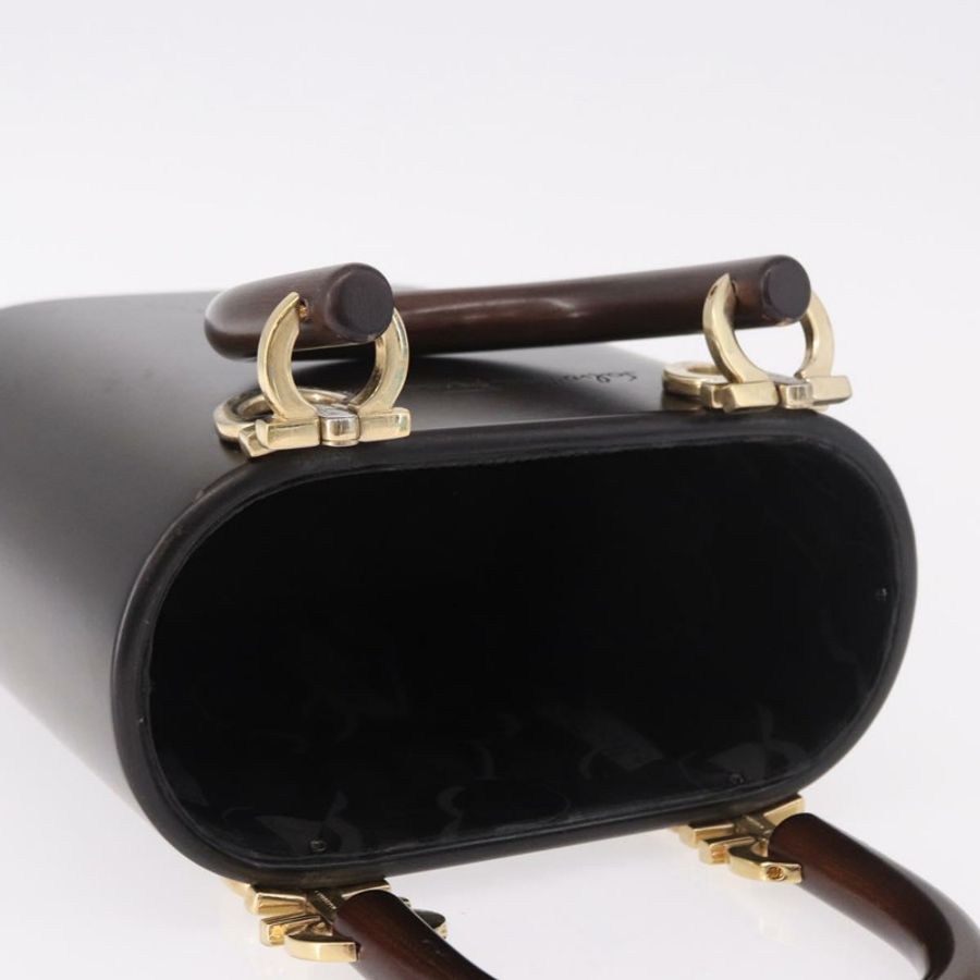 【日本直送】Salvatore Ferragamo Gancini 手提包,木棕色,金色,正品,貨號 191507V-6