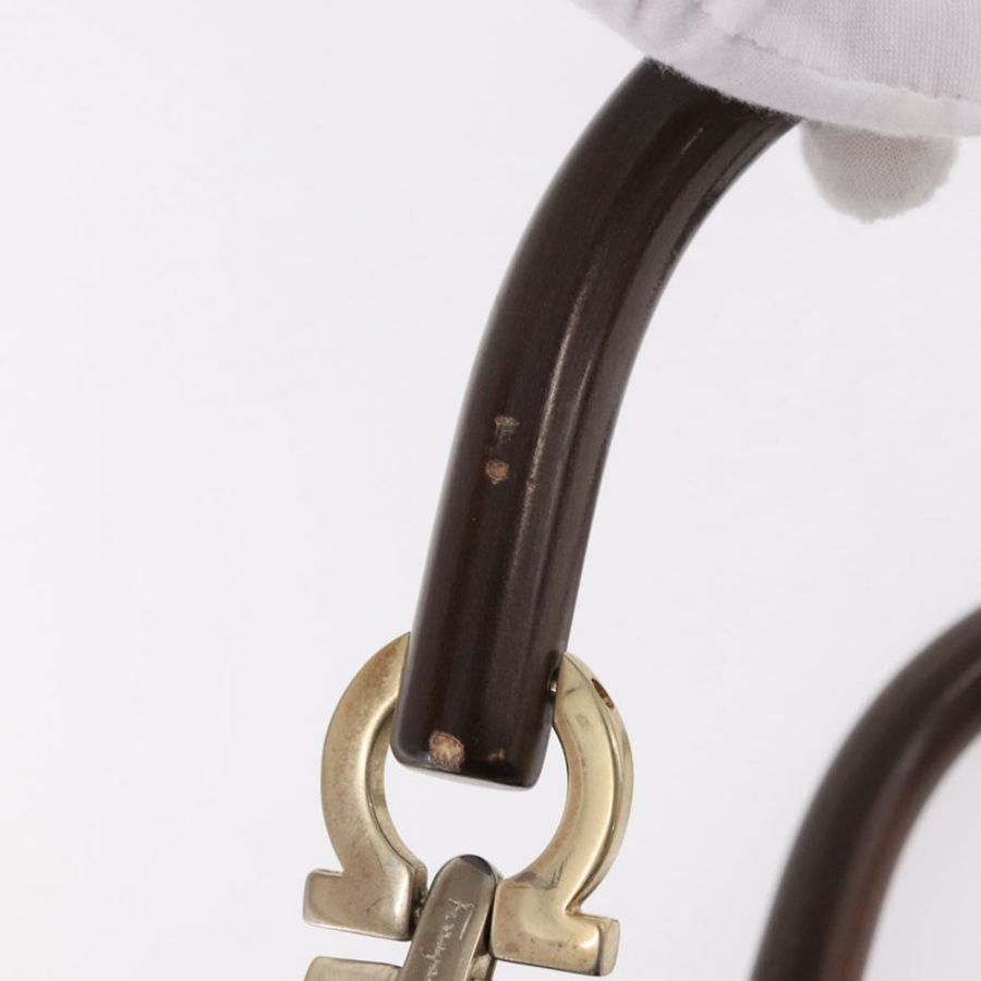 【日本直送】Salvatore Ferragamo Gancini 手提包,木棕色,金色,正品,貨號 191507V-9