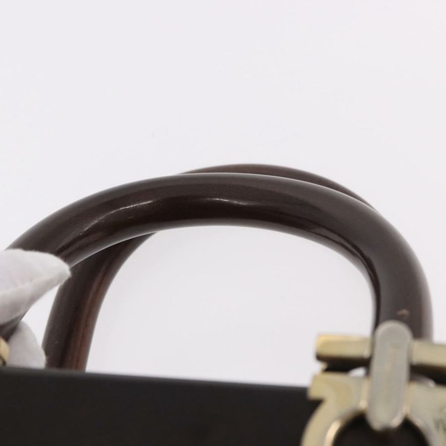 【日本直送】Salvatore Ferragamo Gancini 手提包,木棕色,金色,正品,貨號 191507V-13