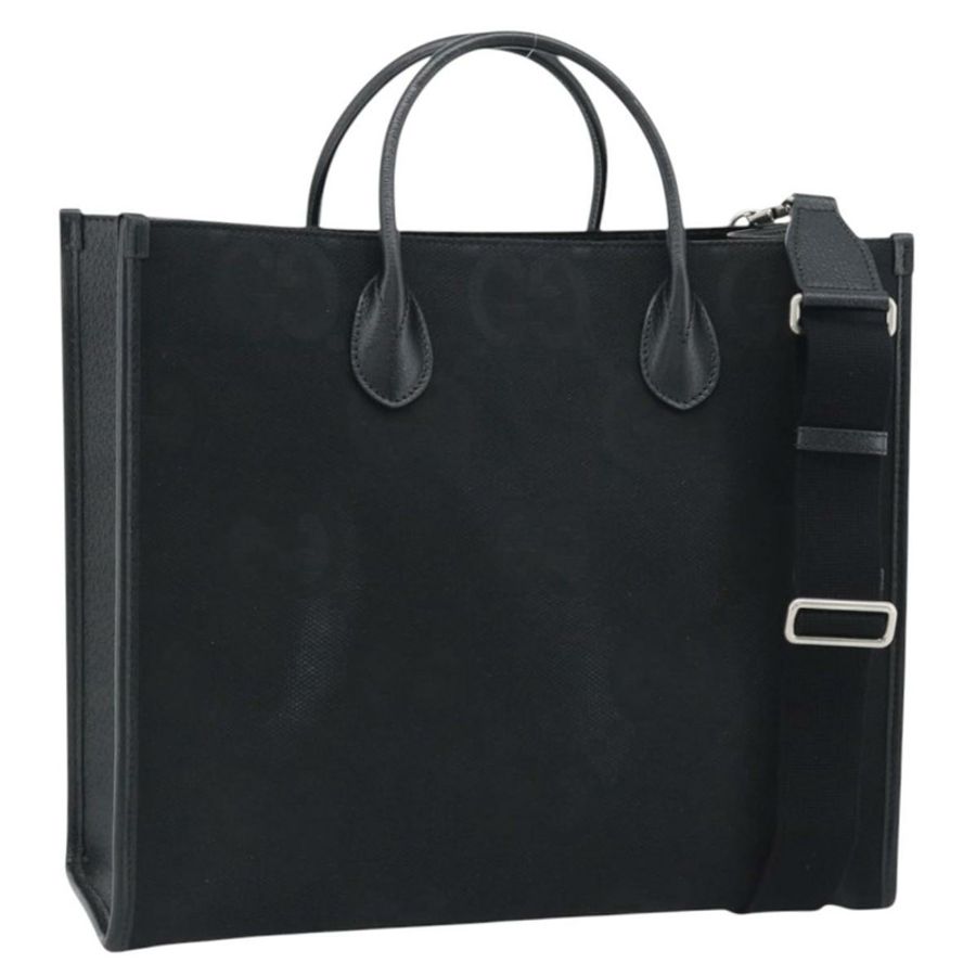 【日本直送】GUCCI Jumbo GG帆布手提包 2way Black Silver 678839 Auth mr2773V-0