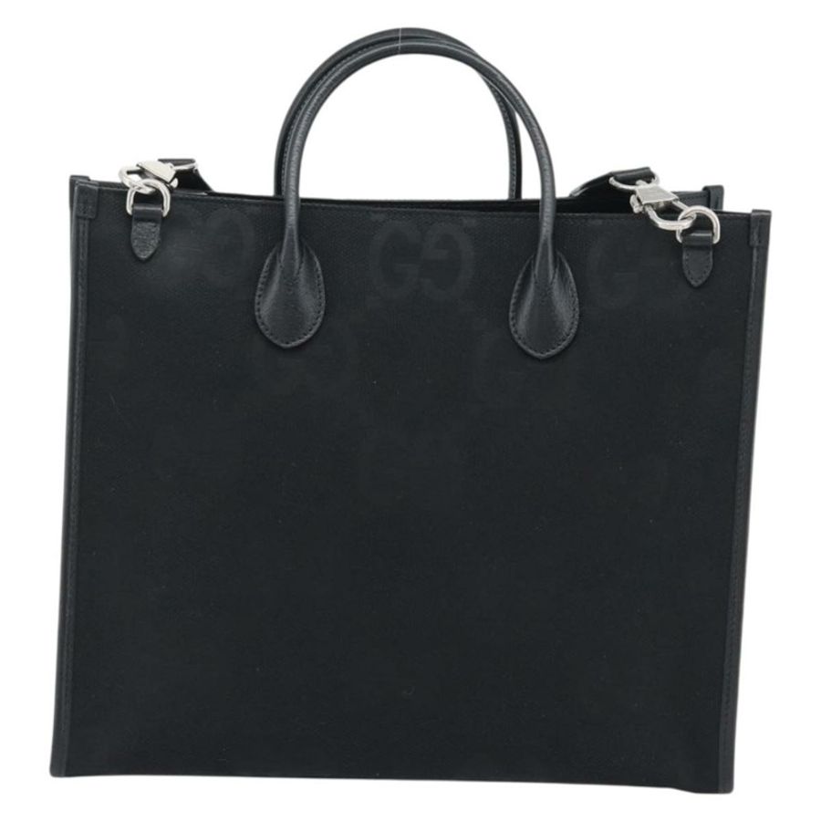 【日本直送】GUCCI Jumbo GG帆布手提包 2way Black Silver 678839 Auth mr2773V-1