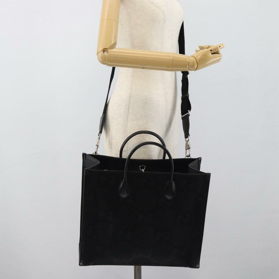【日本直送】GUCCI Jumbo GG帆布手提包 2way Black Silver 678839 Auth mr2773V-23