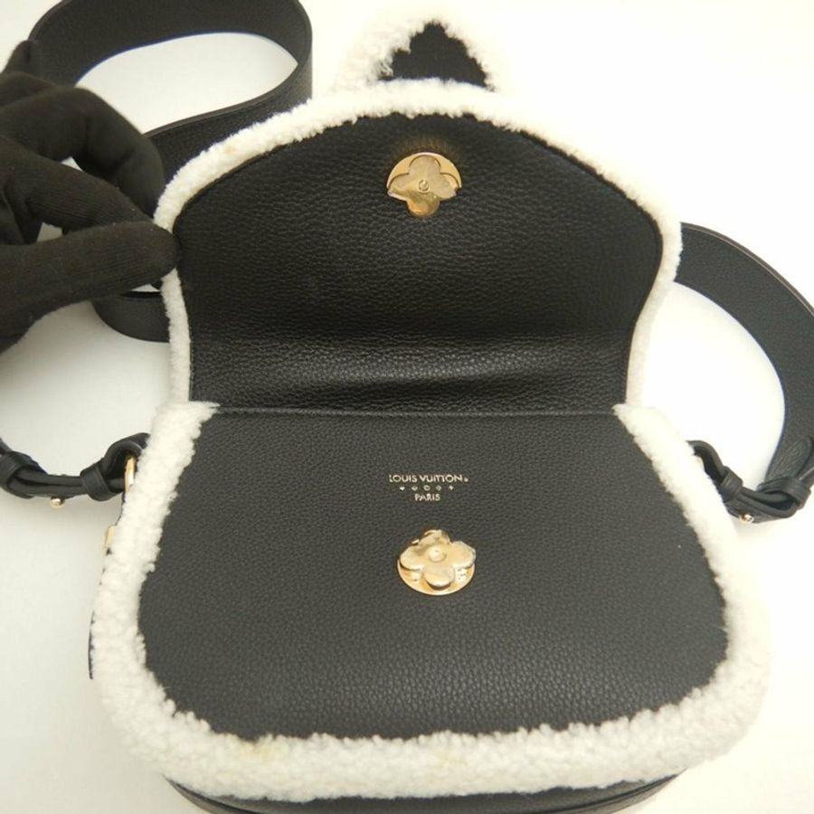 路易威登 LV Pont Neuf Soft PM Grain Calf Shearling Shoulder Bag M58971 Noir White Women's 253934-4