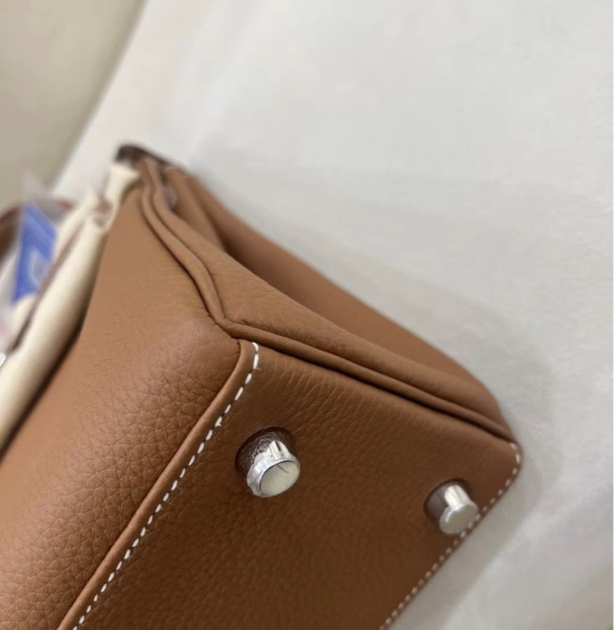 98新‼️Hermes 愛馬仕 kelly25 金棕銀扣 K刻-6