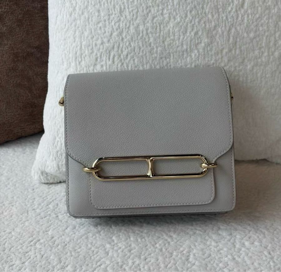Hermes 愛馬仕 Mini Roulis 珍珠灰金扣豬鼻子19 Y刻-0