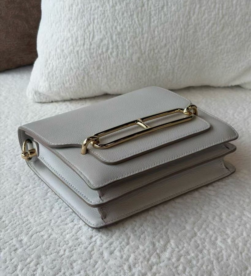 Hermes 愛馬仕 Mini Roulis 珍珠灰金扣豬鼻子19 Y刻-1