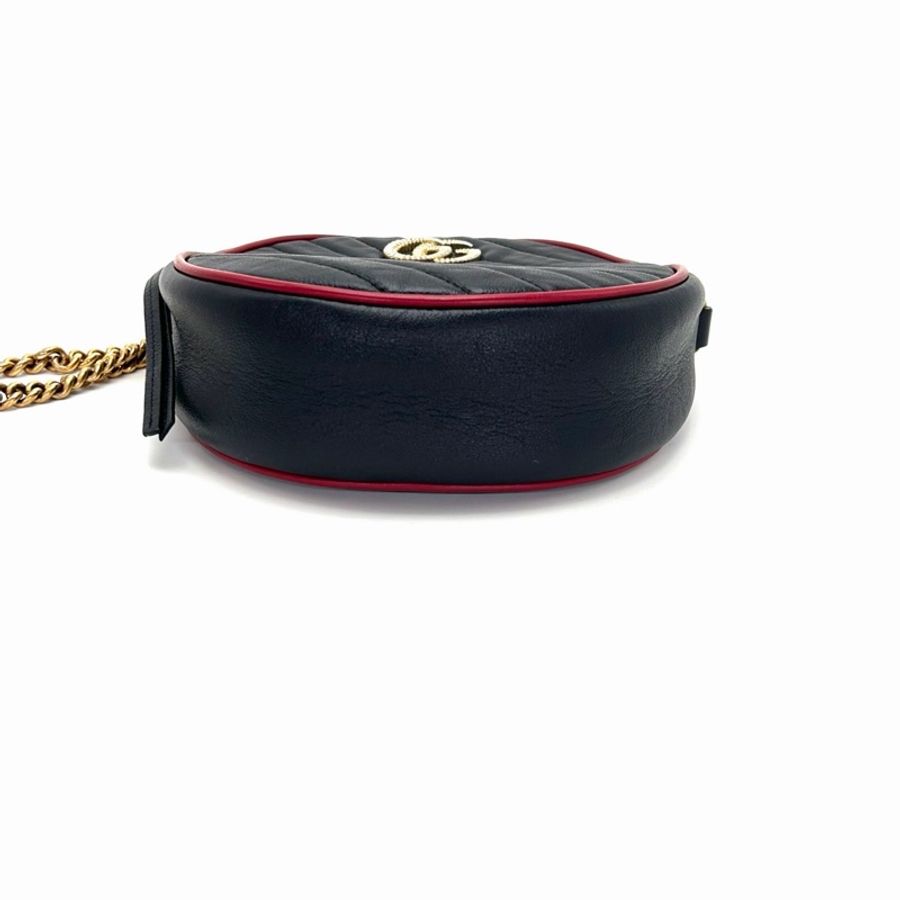 🖤 威選精品|GUCCI 黑色拼紅色 GG Marmont 圓餅包-3