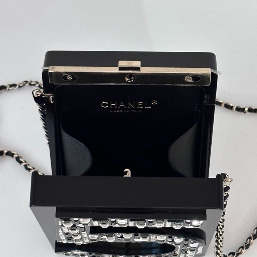🖤 威選精品|CHANEL 黑色樹脂 No.5 香水瓶盒子鏈條包-10