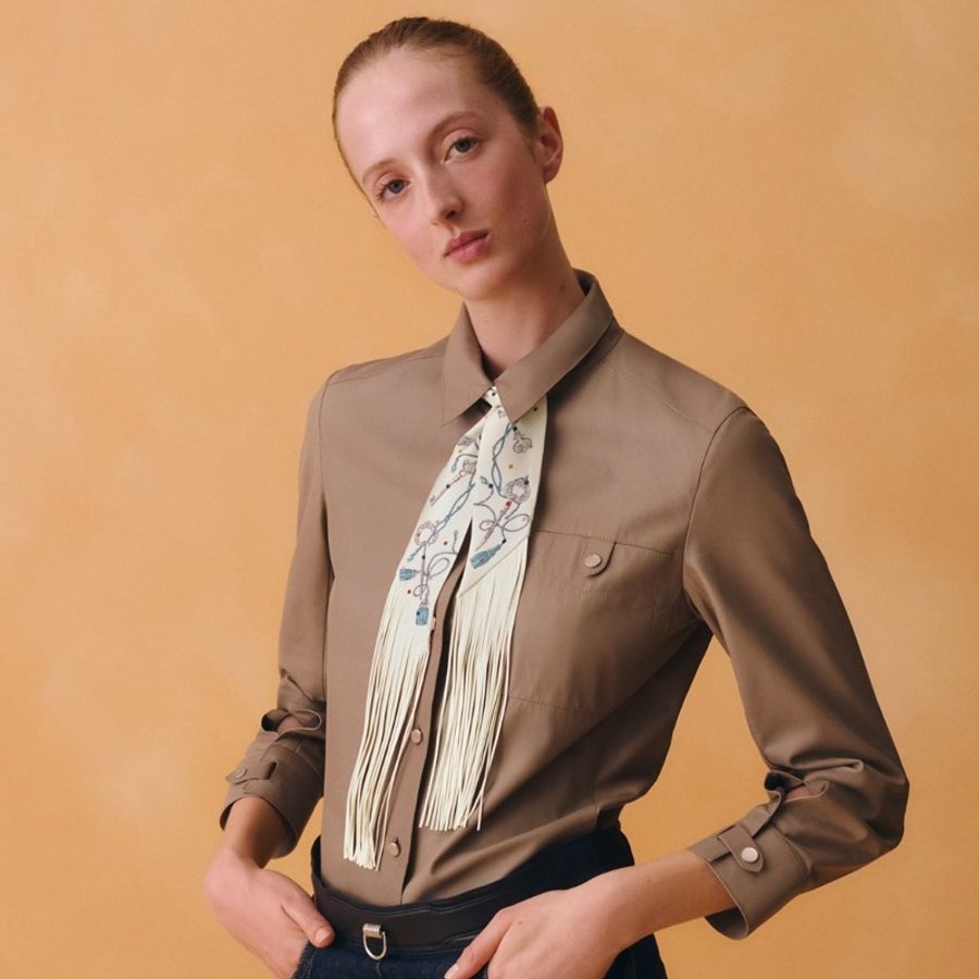 🐑全新 現貨 🧡 Hermes Les Cles a Pois leather fringes Twilly 圓點鑰匙流蘇 小絲巾 🔥🔥🔥-2