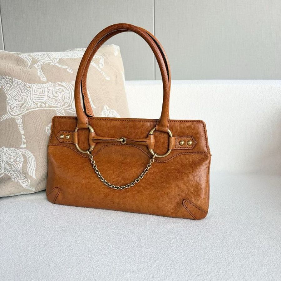 Gucci 全皮腋下包 棕色 36*20*2 98新配件塵袋-6