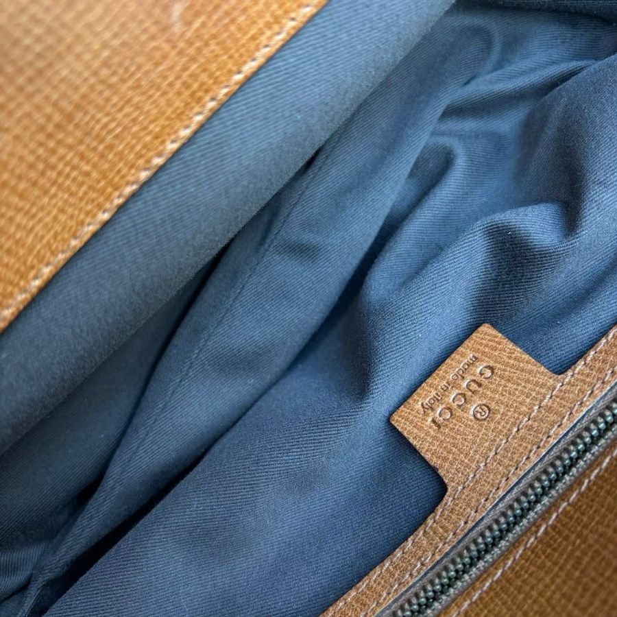 Gucci 全皮腋下包 棕色 36*20*2 98新配件塵袋-8