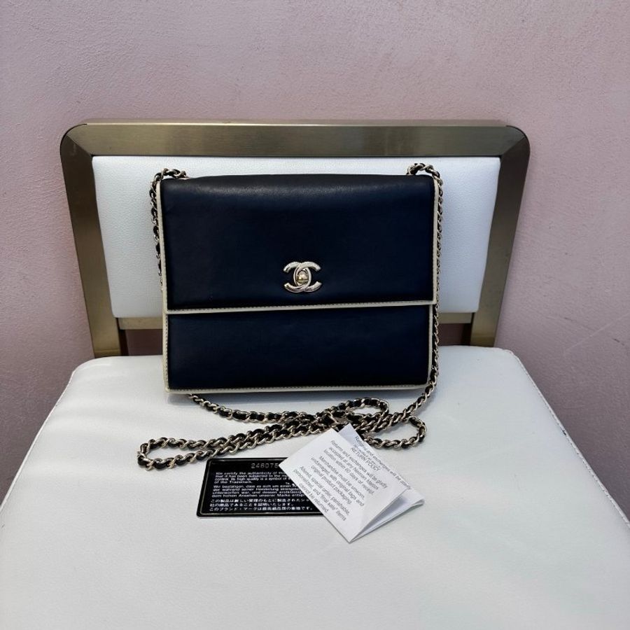 Chanel 黑白熊貓拼色woc鏈條肩背包 21*16 98新配件保卡-1