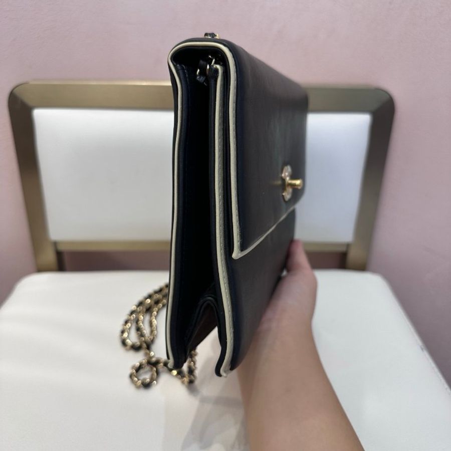 Chanel 黑白熊貓拼色woc鏈條肩背包 21*16 98新配件保卡-5