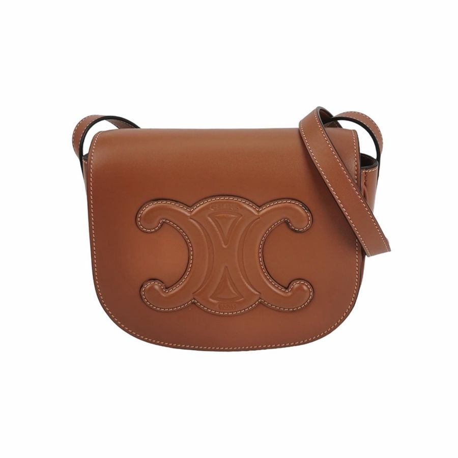 Celine 賽琳 Triomphe Canvas標誌印花牛皮純色凱旋門Logo斜挎包單肩包-0