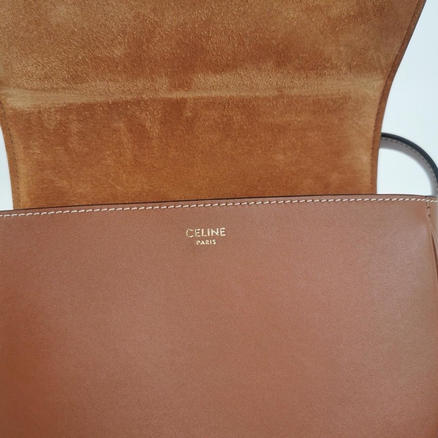 Celine 賽琳 Triomphe Canvas標誌印花牛皮純色凱旋門Logo斜挎包單肩包-7