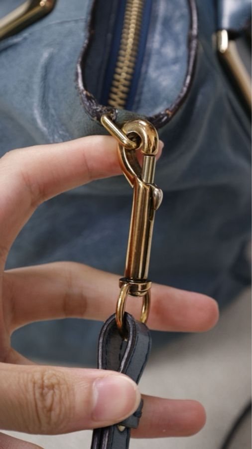 Chloe Ethel雾霾蓝金扣tote包单肩包-13