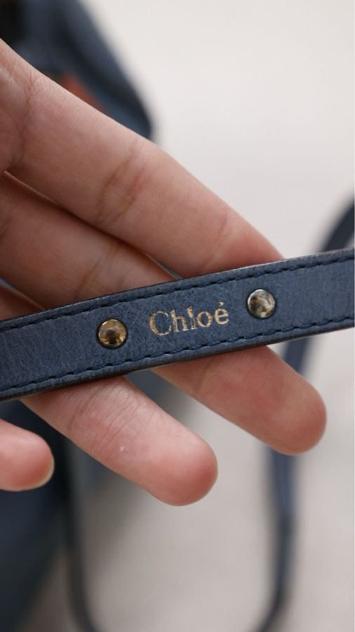 Chloe Ethel雾霾蓝金扣tote包单肩包-15