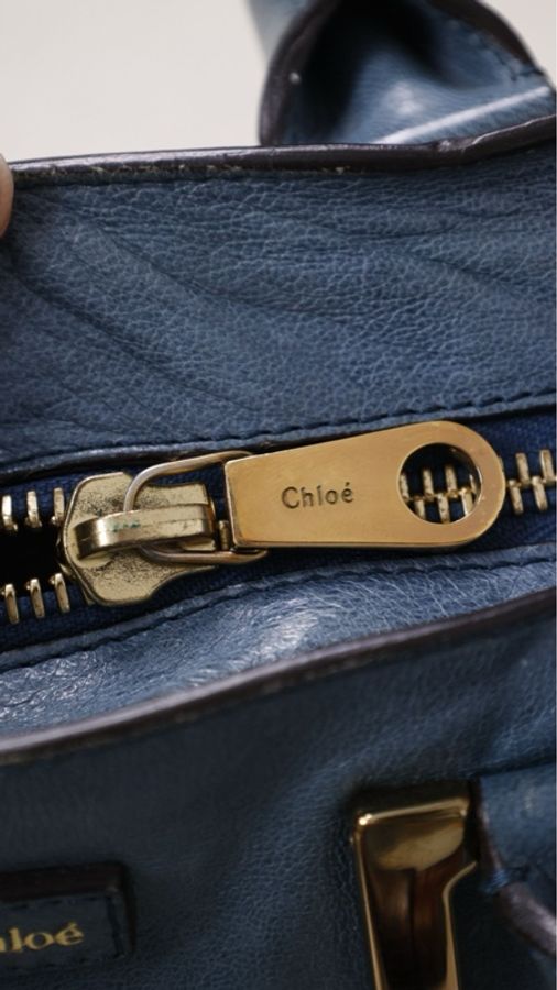 Chloe Ethel雾霾蓝金扣tote包单肩包-36