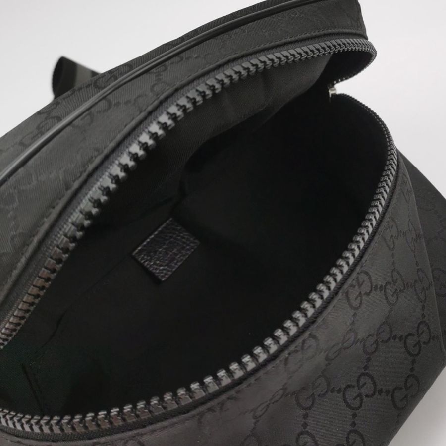 Gucci 古馳 牛皮尼龍布純色雙G印花皮標字母Logo腰包胸包-6
