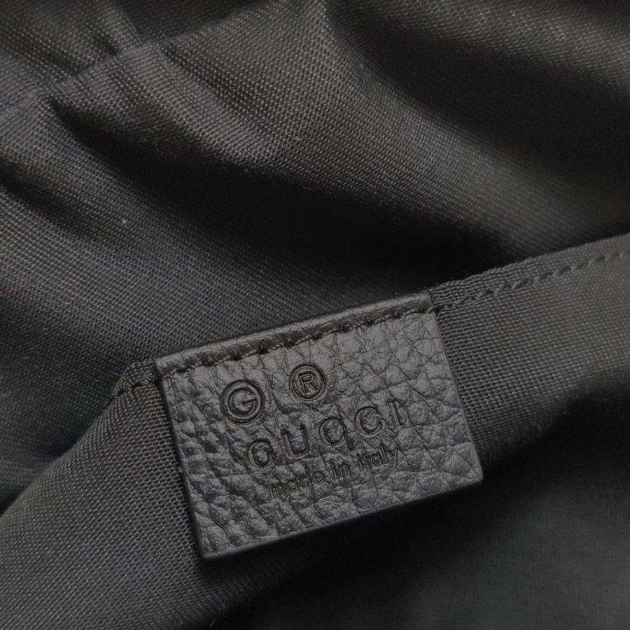 Gucci 古馳 牛皮尼龍布純色雙G印花皮標字母Logo腰包胸包-13