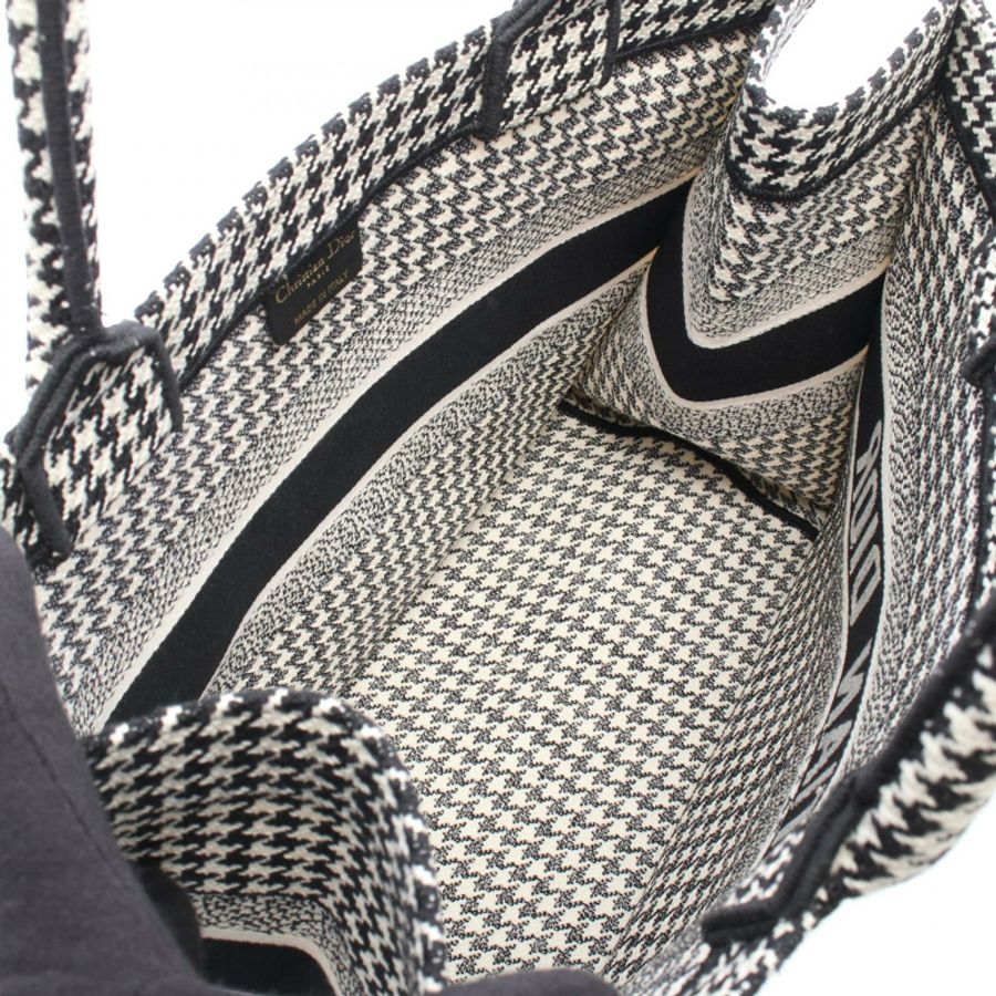 Christian Dior BOOK TOTE 中型手提包 帆布提花 黑白 二手 女士-2