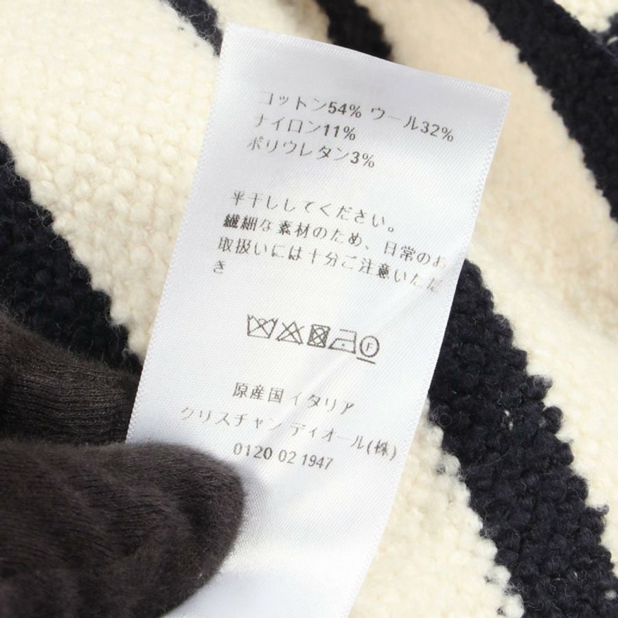 Christian Dior 條紋短袖洋裝 #36 棉羊毛 白色 海軍藍 二手 女款-3