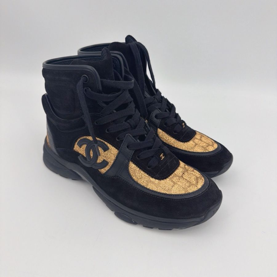 Chanel香奈兒黑金絲絨女鞋 38.5碼-9