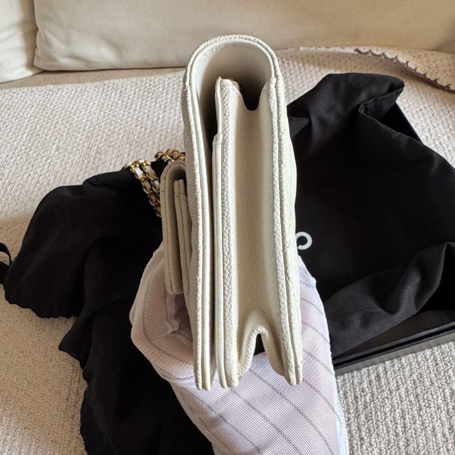 99新香奈兒22A 白金Cargo 大WOC荔枝牛皮 金扣新款晶片-7