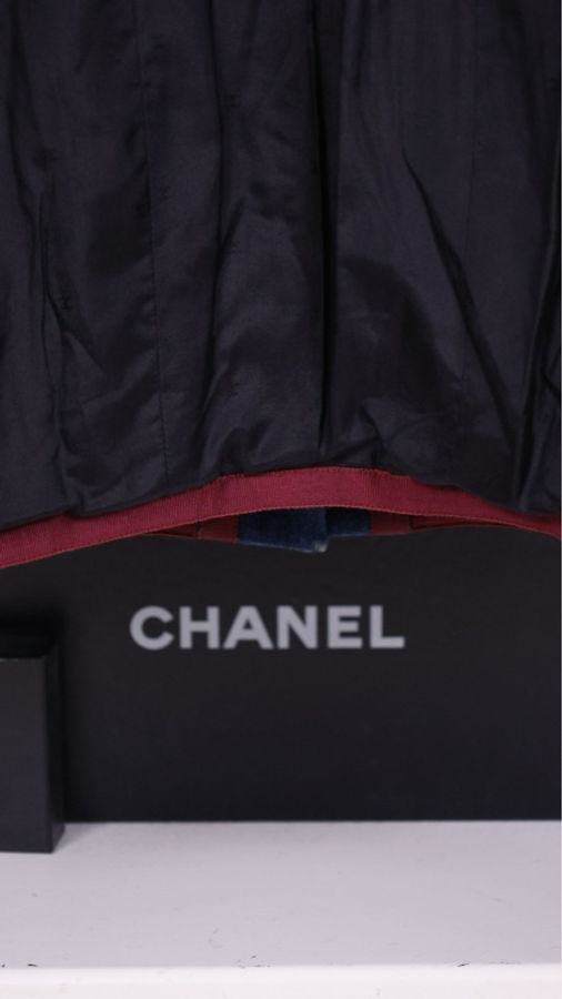Chanel 91年紫色粗花呢丹宁牛仔滚边四口袋外套-35