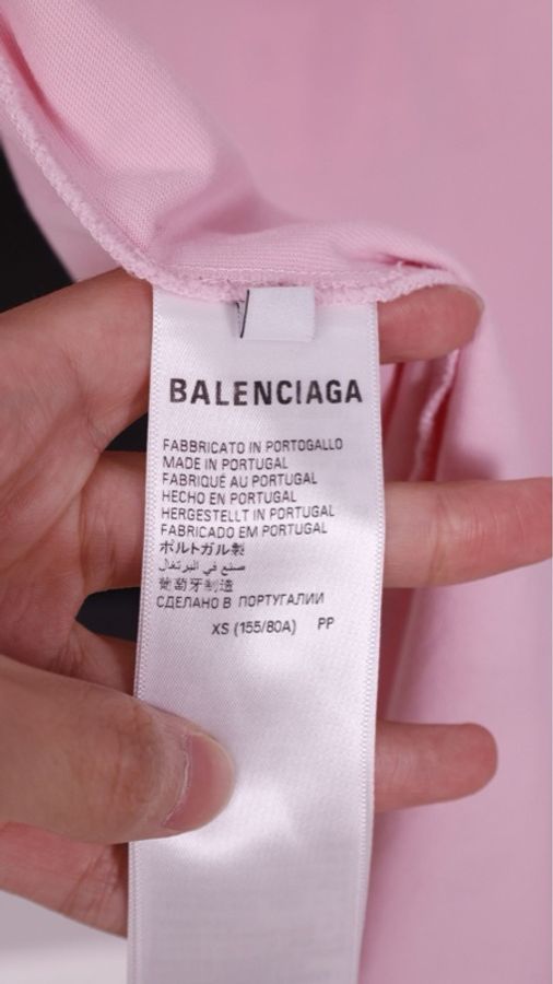 Balenciaga 23SS粉色裂纹字母麦穗图案短袖上衣-13