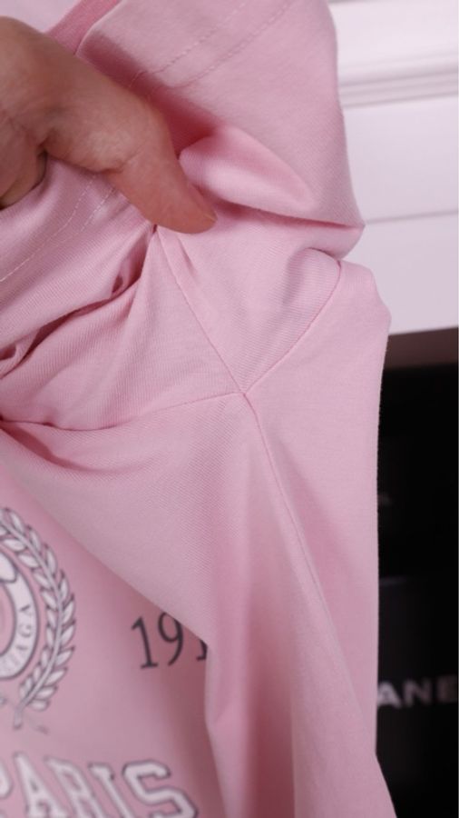 Balenciaga 23SS粉色裂纹字母麦穗图案短袖上衣-18