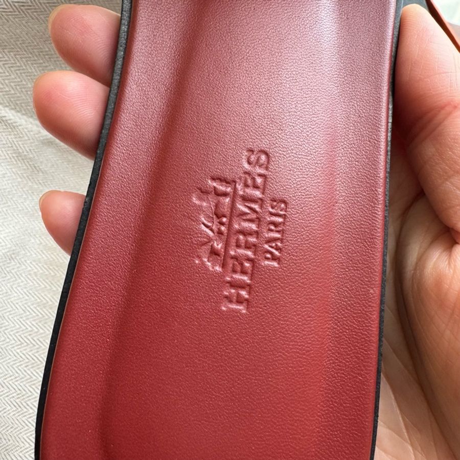 未使用閒置Hermes Oran 酒紅色 H拖鞋39碼-40碼可穿-5