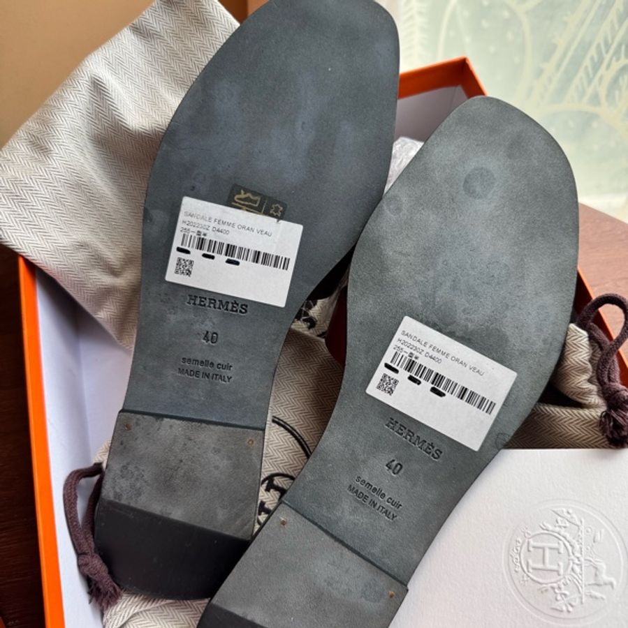 未使用閒置Hermes Oran 酒紅色 H拖鞋39碼-40碼可穿-10