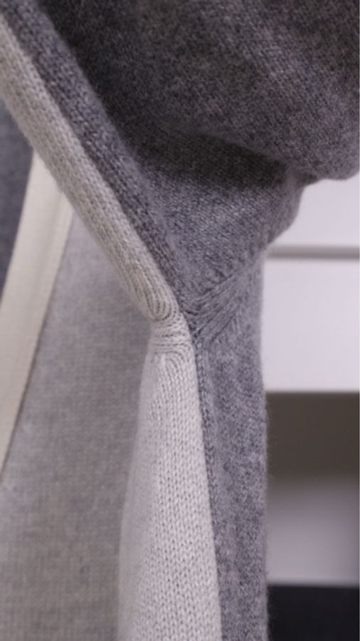 Chanel 13年灰色针织白色滚边山羊绒两口袋开衫外套-19
