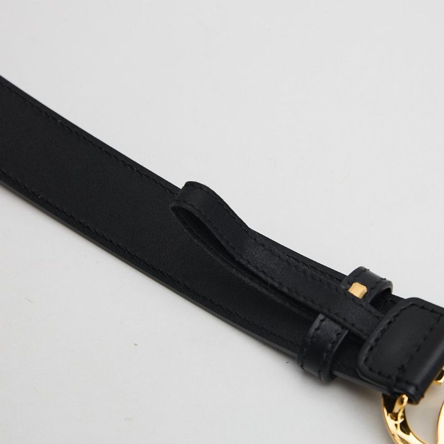 二手Gucci GG marmont 亮面黑金皮帶-8