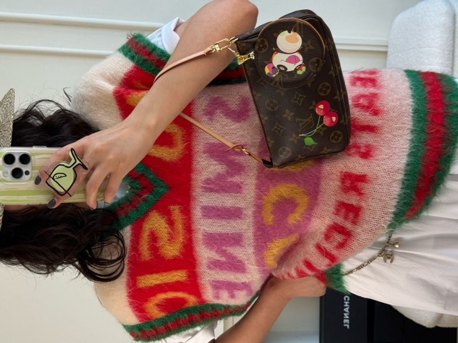 Gucci 100周年纪念款彩色拉绒马海毛字母针织马甲外套-7