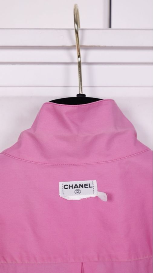 Chanel玫紫色金扣两口袋衬衫上衣外套-23