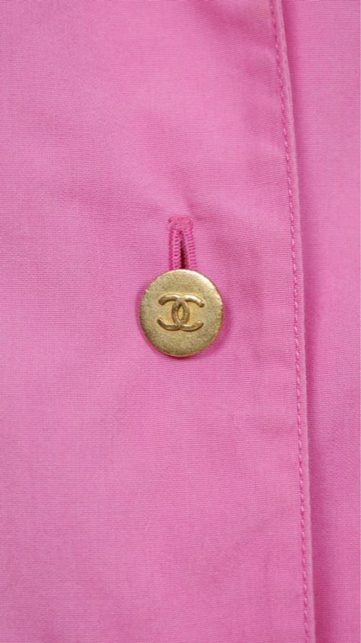 Chanel玫紫色金扣两口袋衬衫上衣外套-36