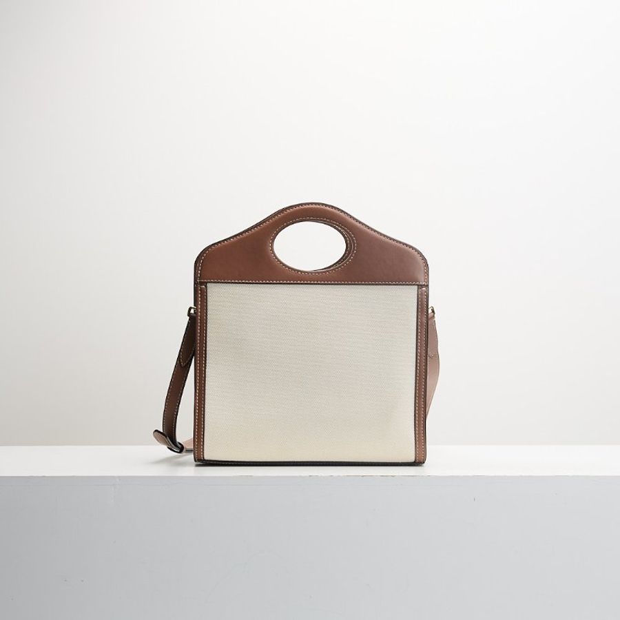 二手Burberry pocket 帆布郵差包 棕色-2