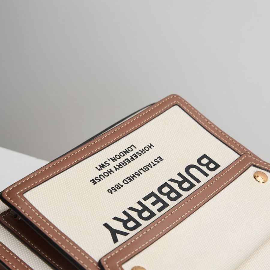 二手Burberry pocket 帆布郵差包 棕色-15