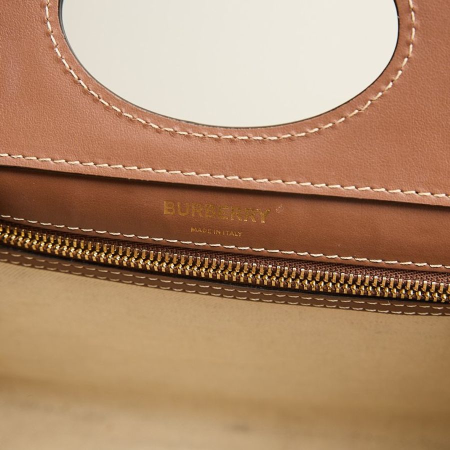 二手Burberry pocket 帆布郵差包 棕色-19