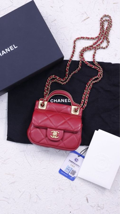 Chanel 21A女士城堡系列秀款红金衣架mini单肩包-0