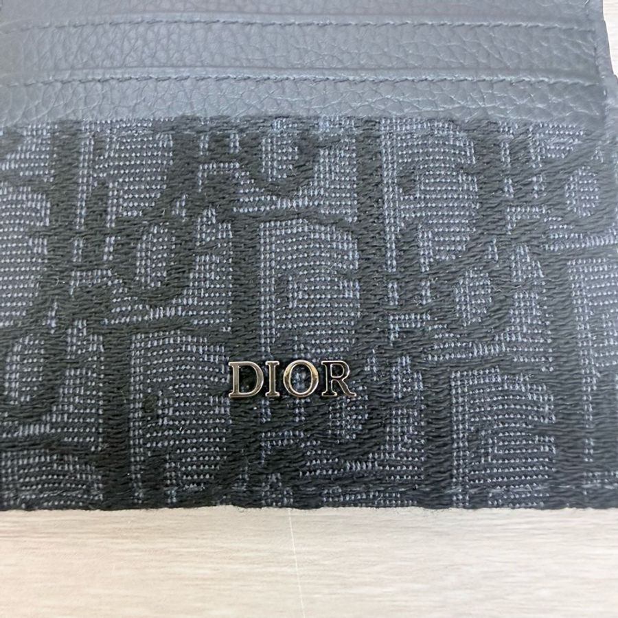Dior黑緹花布拚牛皮7卡卡夾-20