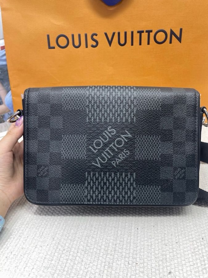 Louis Vuitton 路易威登/LV Studio 黑灰棋盤格郵差包 男士單肩斜挎包 編碼:芯片 尺寸:23.5*6*15.5-0